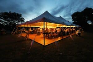 Marquee With Lights At Night — Party Supplies in Wagga Wagga, NSW