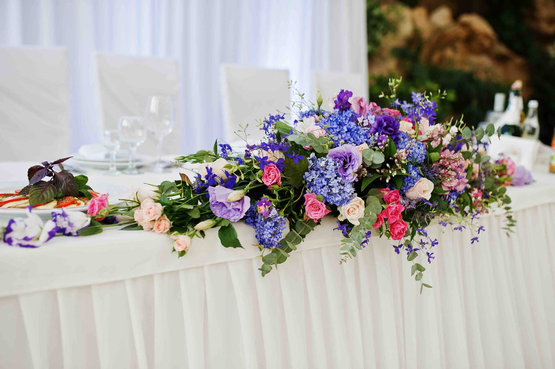 Bridal Table With Flower Bouquet — Party Supplies in Wagga Wagga, NSW