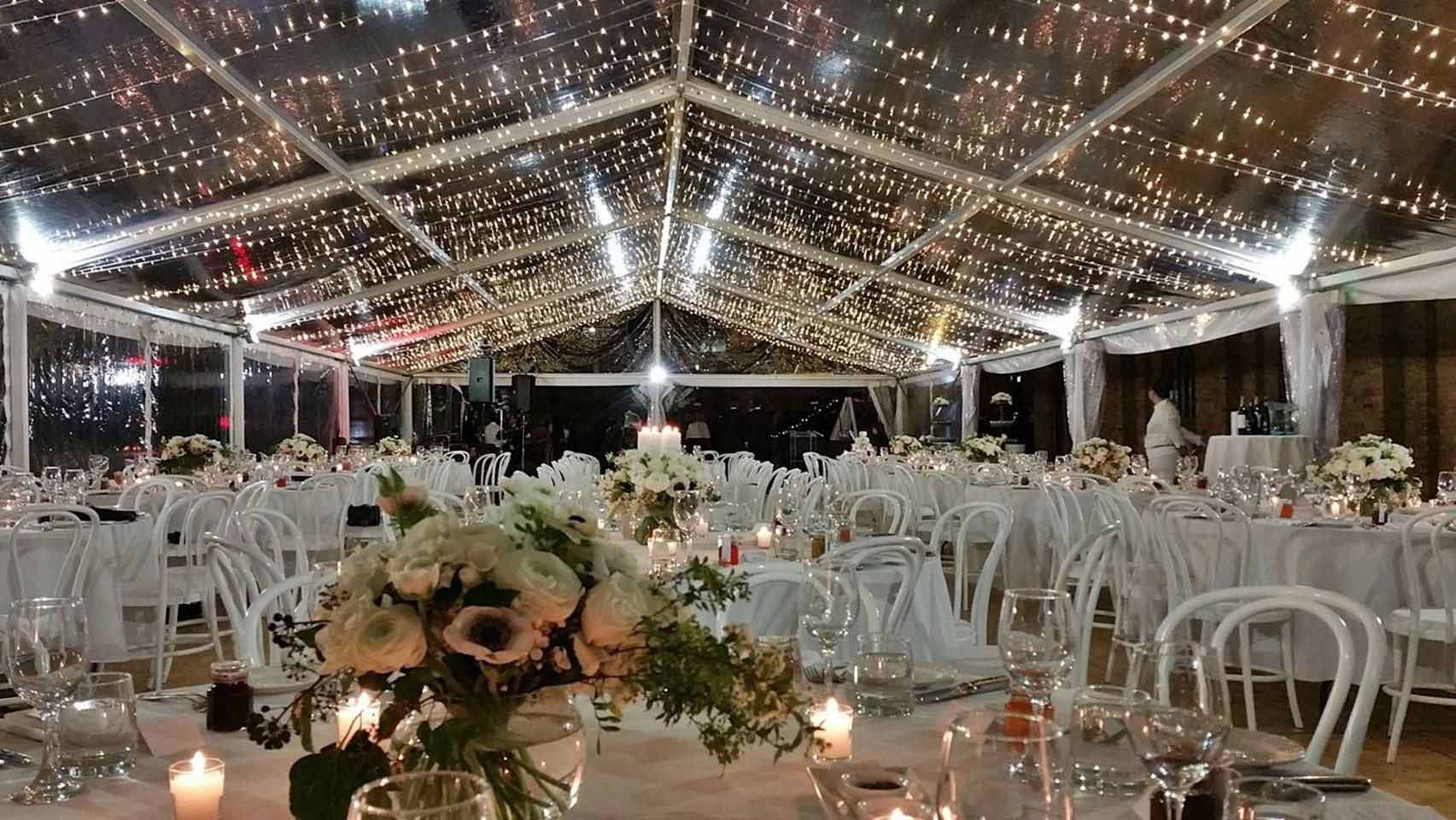 Marquee Decorated With Fairy Lights — Party Supplies in Wagga Wagga, NSW