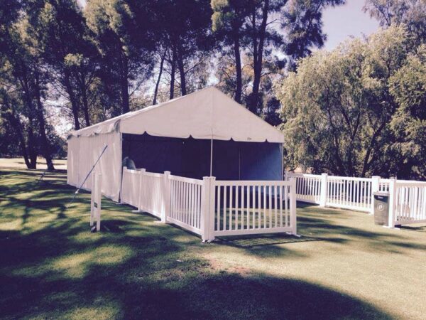 Marquee In Park With White Fencing — Party Supplies in Wagga Wagga, NSW