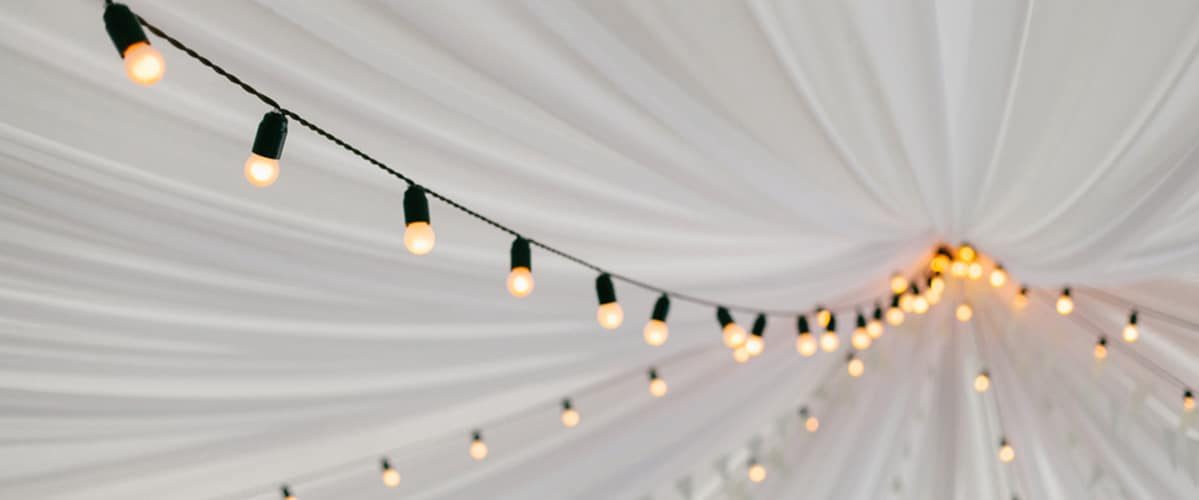 Festoon Lights Hanging In Marquee — Party Supplies in Wagga Wagga, NSW