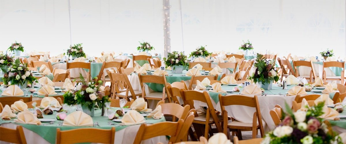 Tables With Green Table Cloths — Party Supplies in Wagga Wagga, NSW